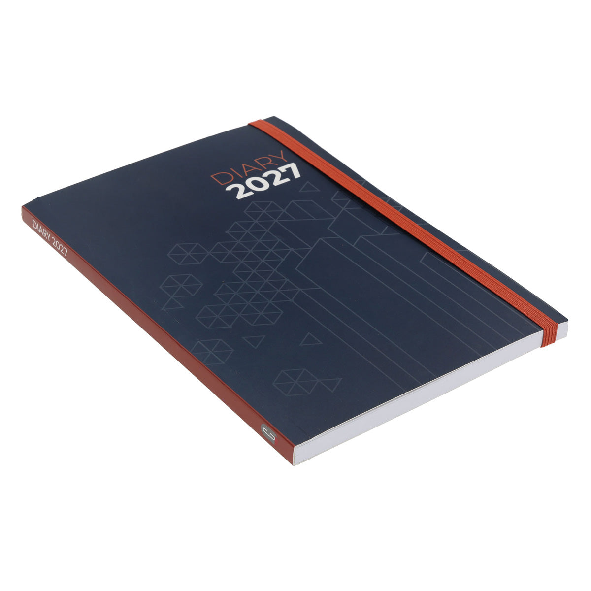 2027 A5 Diary - Daily Planner - Blue & Rust Abstract Lines - Paperback
