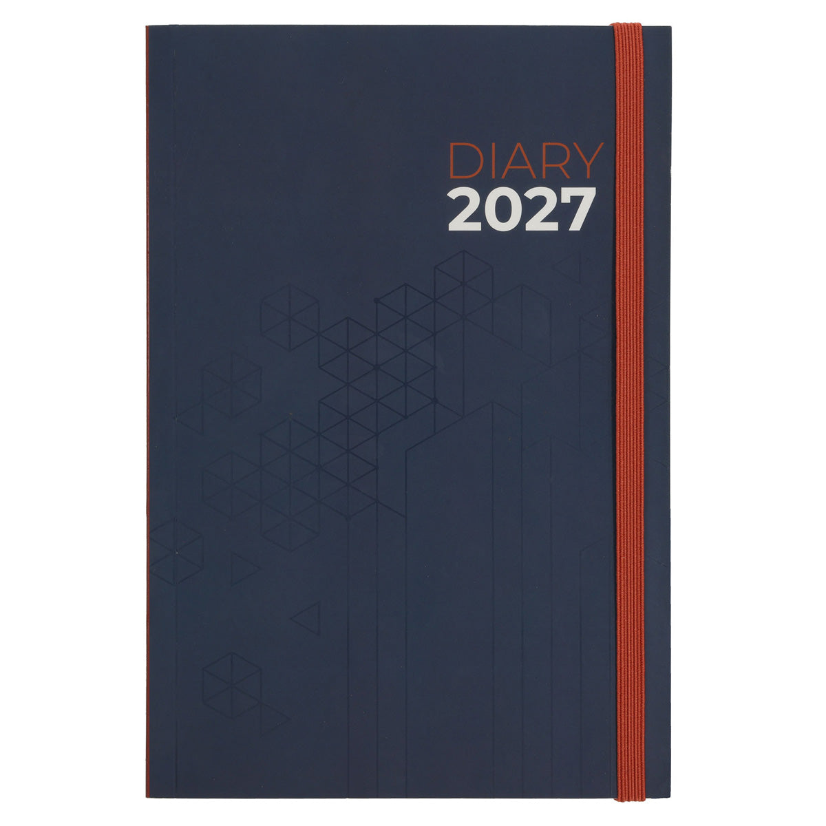 2027 A5 Diary - Daily Planner - Blue & Rust Abstract Lines - Paperback