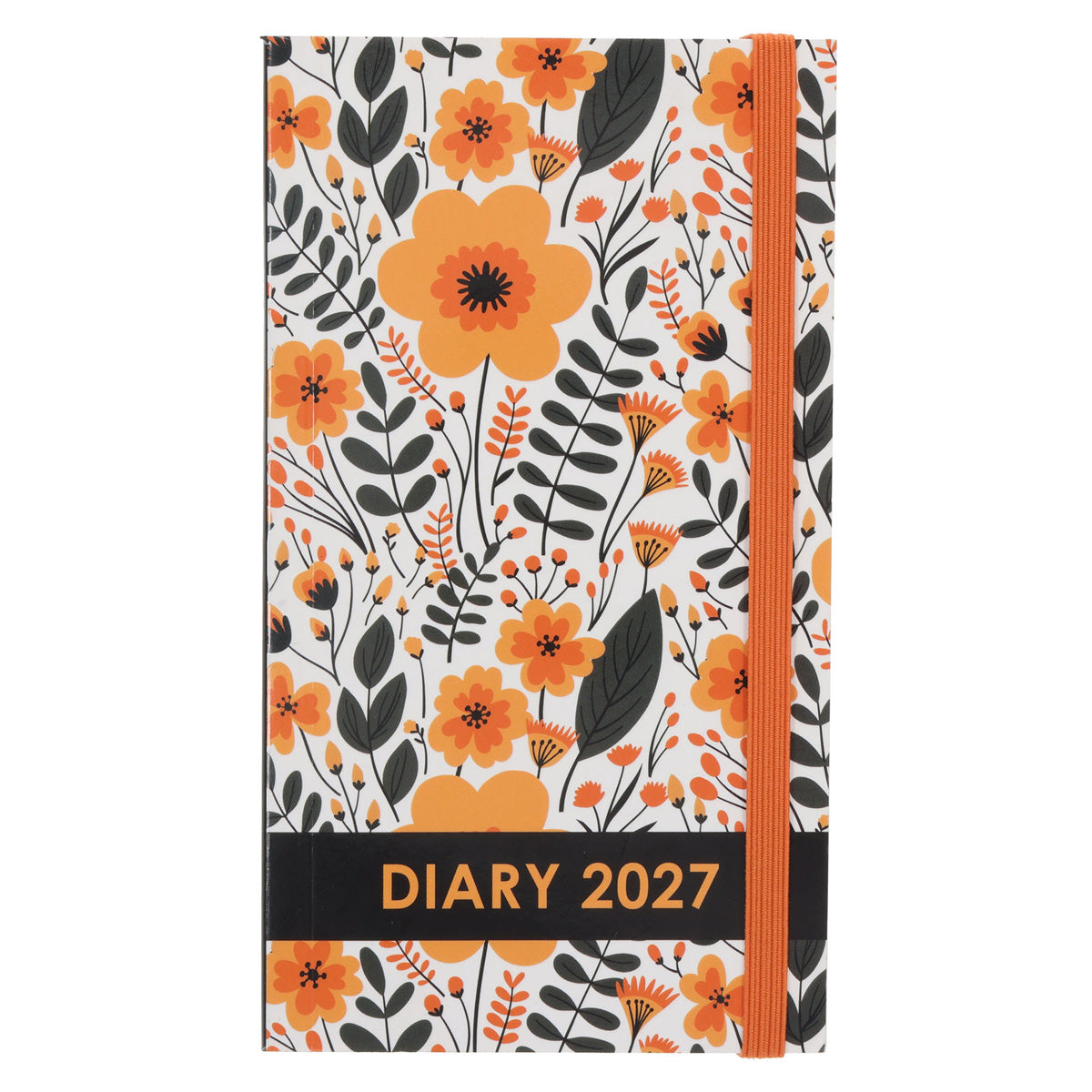 2027 Pocket Diary - Daily Planner - Orange Flowers - Paperback