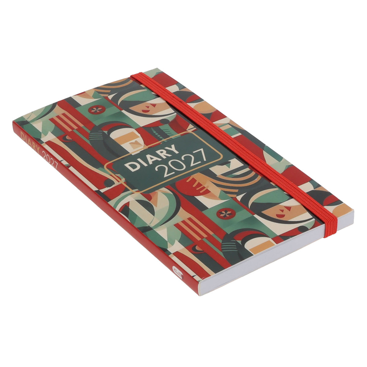 2027 Pocket Diary - Daily Planner - Red & Green Abstract - Paperback