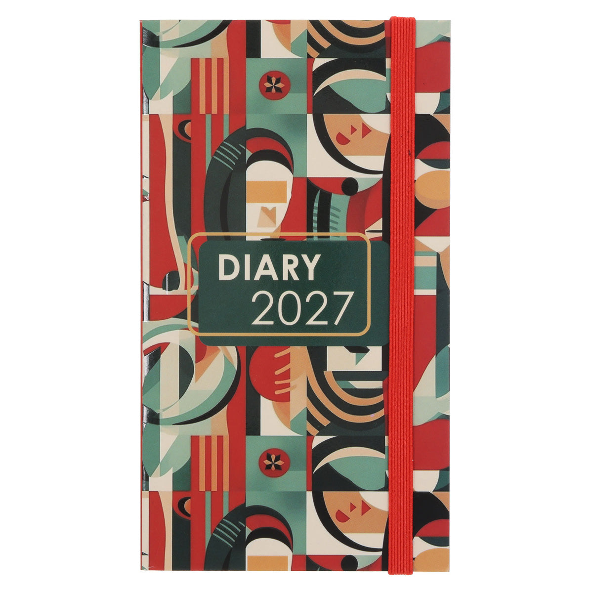 2027 Pocket Diary - Daily Planner - Red & Green Abstract - Paperback