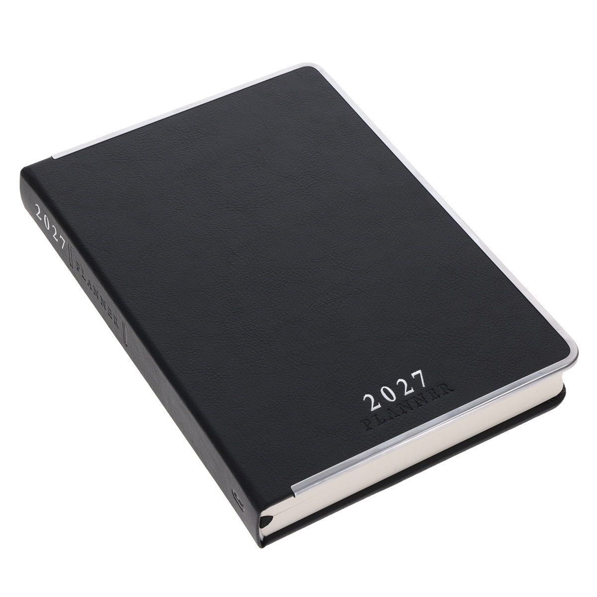 2027 A5 Business Diary - Daily Planner - Linea Black - Imitation Leather