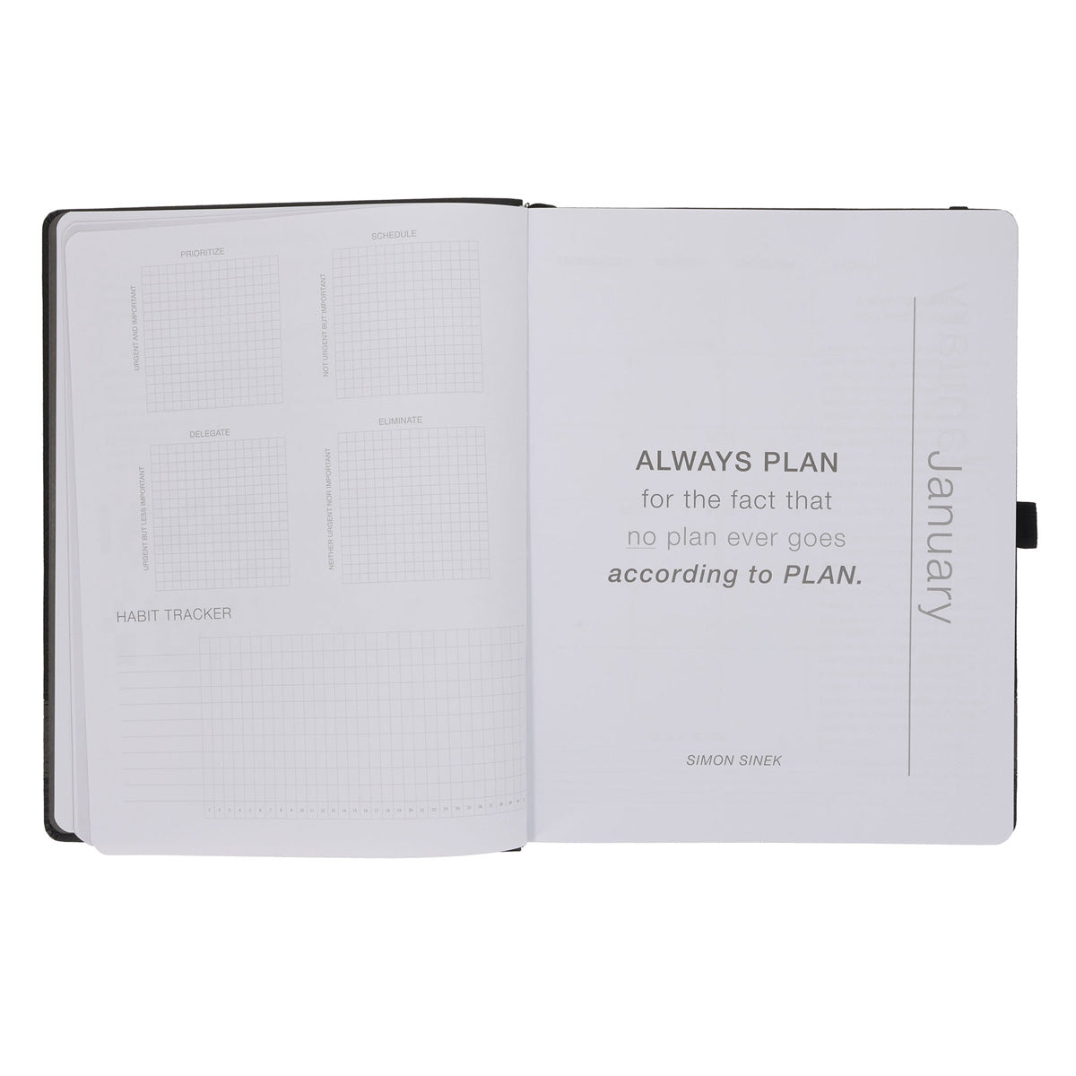 2027 A4 Business Diary - Daily Planner - Axis - Black - Imitation Leather