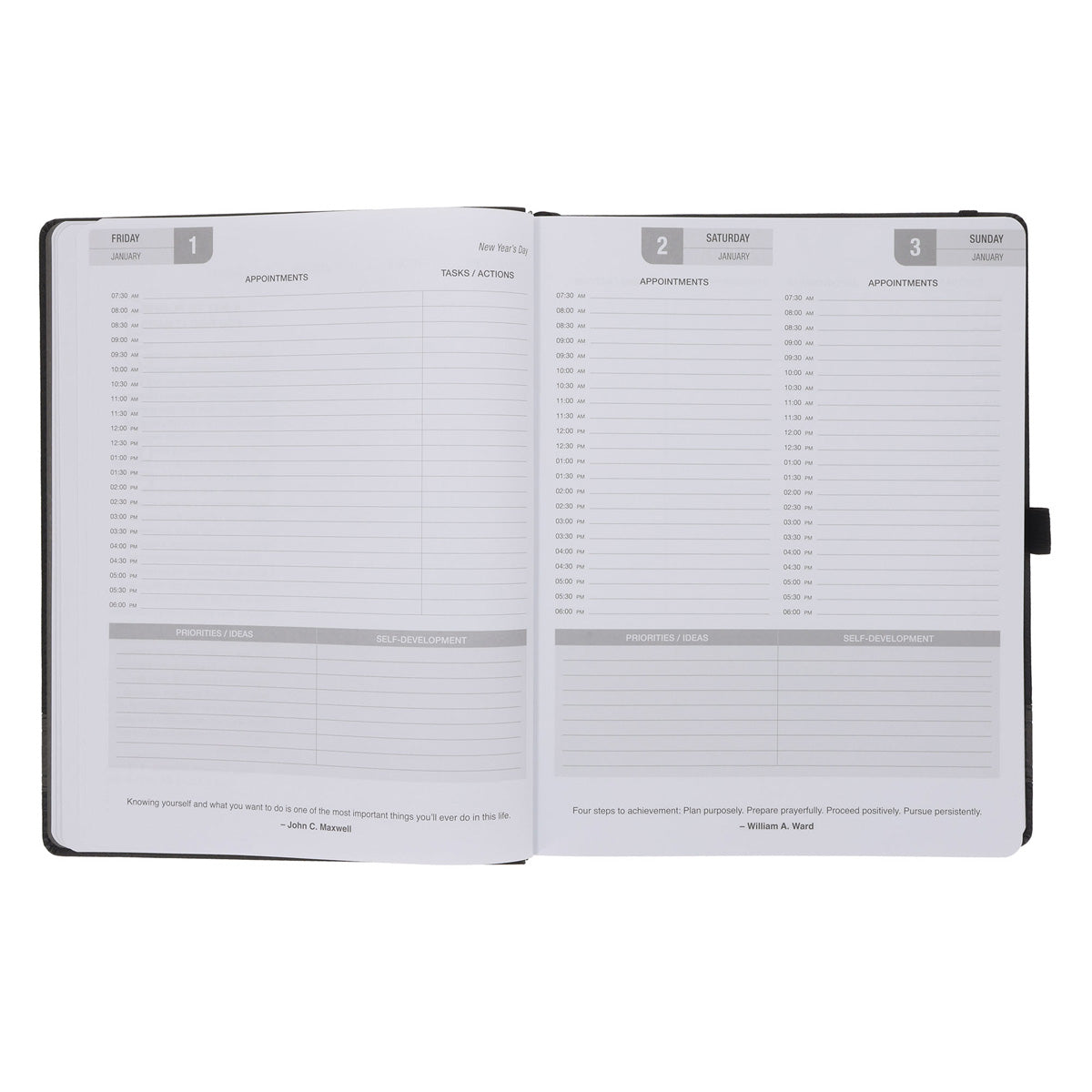 2027 A4 Business Diary - Daily Planner - Axis - Black - Imitation Leather
