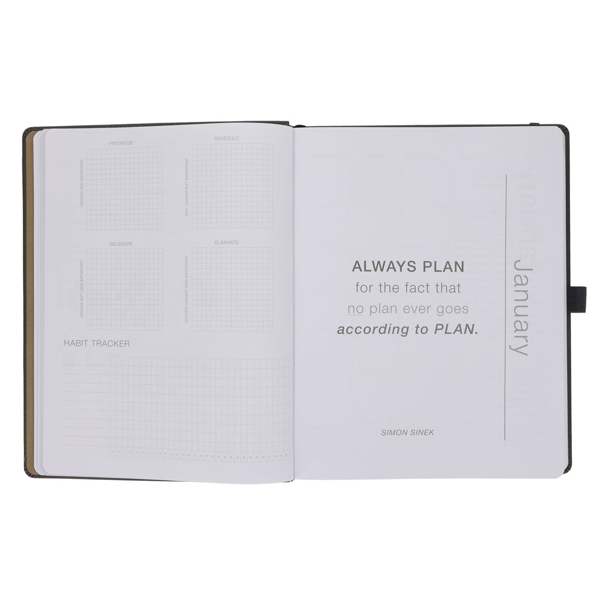 2027 A4 Business Diary - Daily Planner - Axis - Grey - Imitation Leather