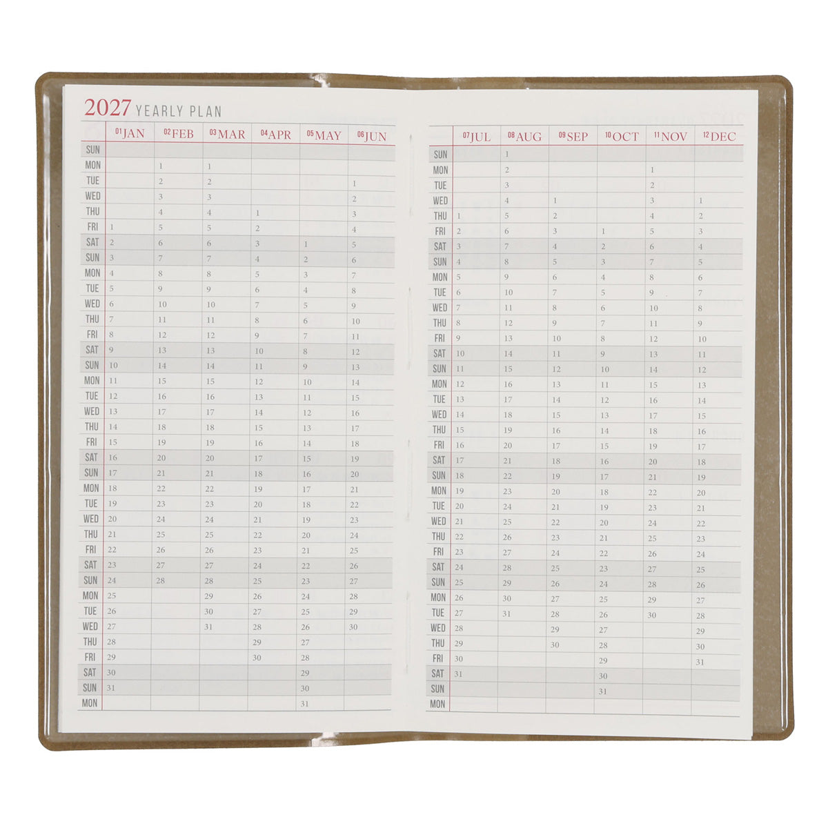 2027 Diary - 18-Month Planner and Notebook - French Beige - Imitation Leather