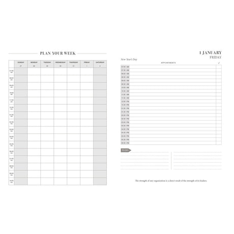 2027 John Maxwell A4 Diary - Daily Planner - Black - Grey - Imitation Leather