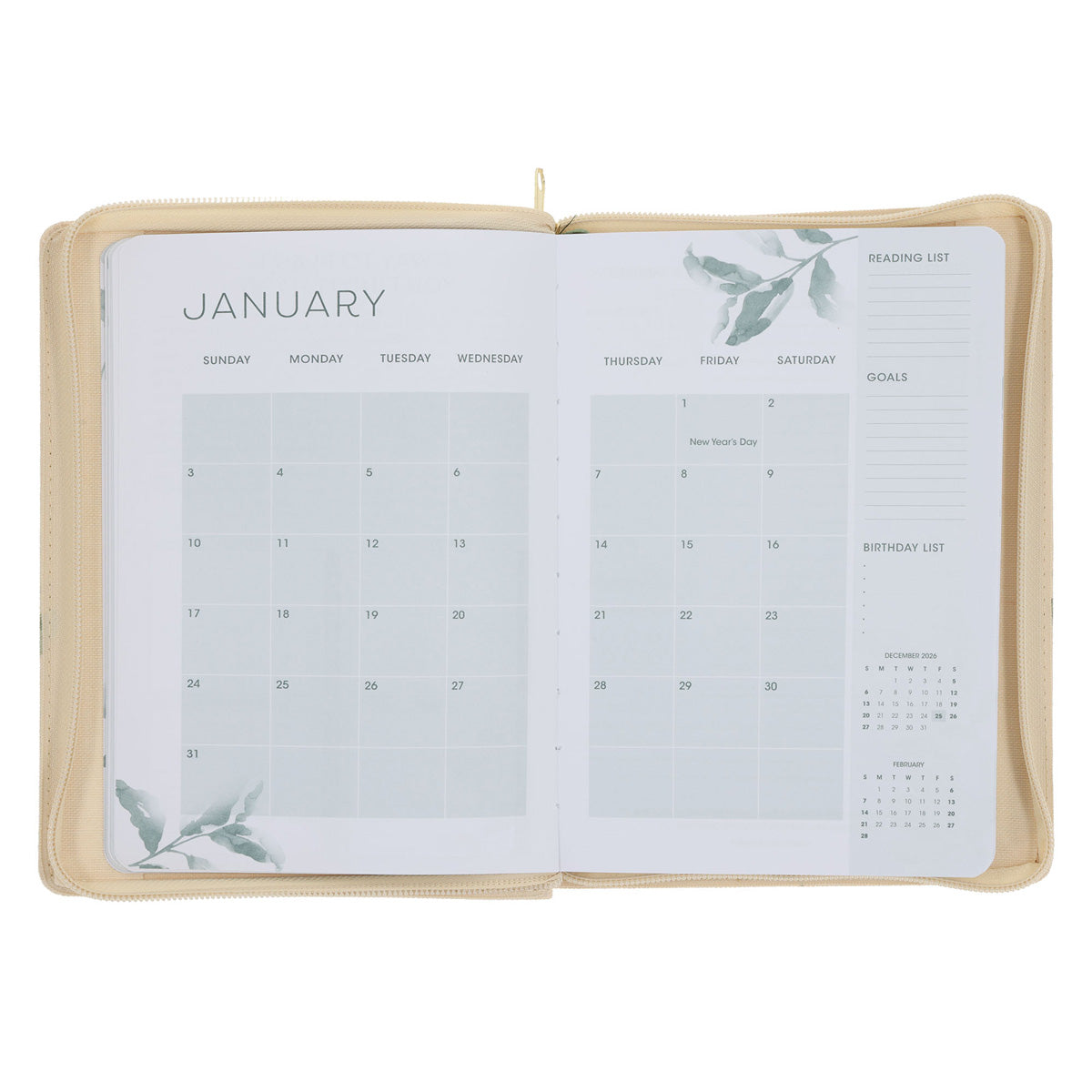 2027 Diary - Daily Planner for Women - Create Balance - Imitation Leather with Zip