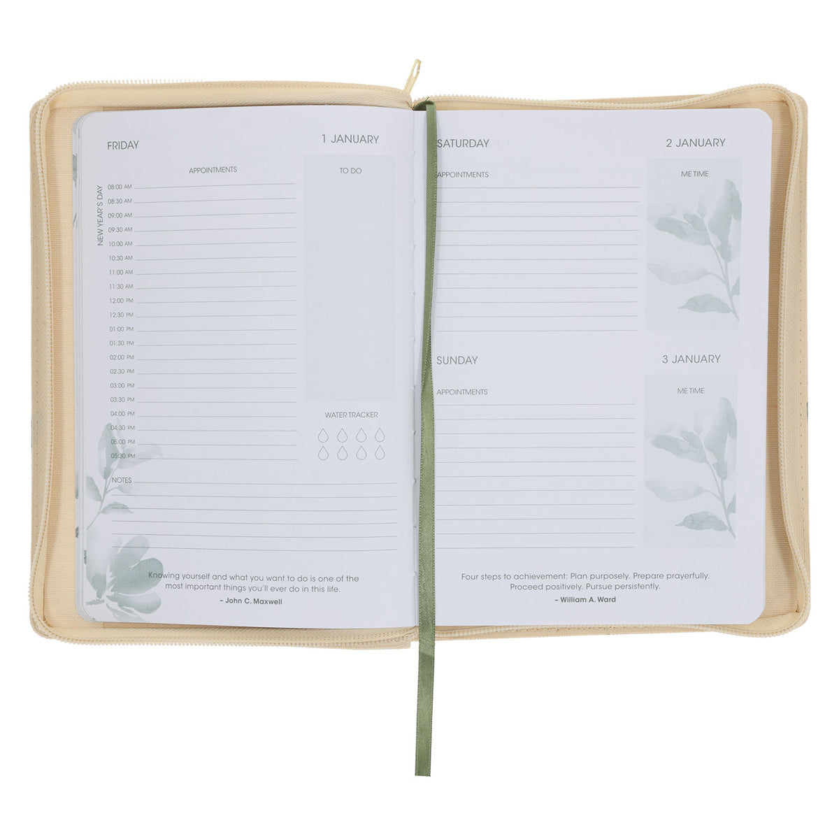 2027 Diary - Daily Planner for Women - Create Balance - Imitation Leather with Zip