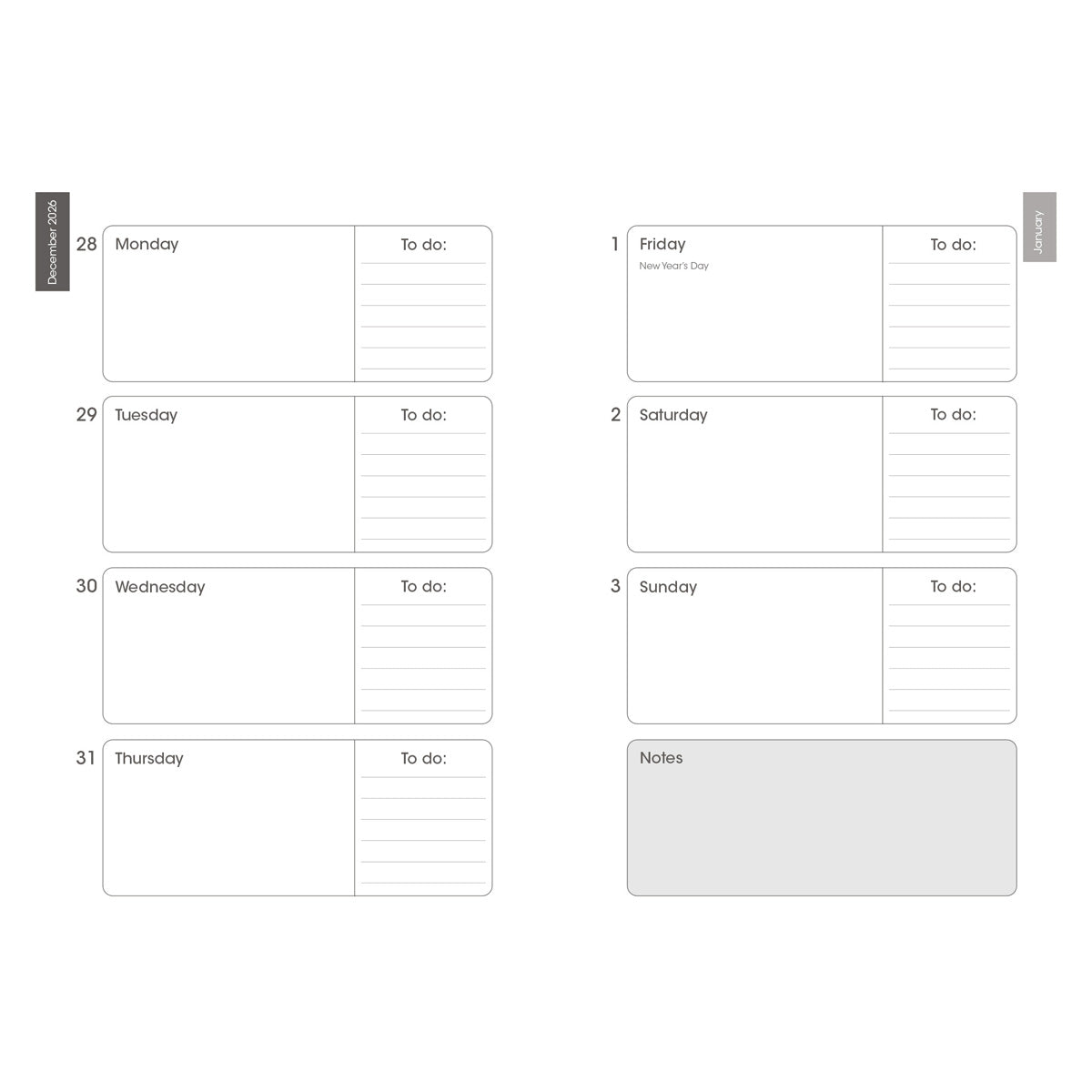 2027 Diary - Daily Planner - Inspirational - Kind Brave Curious - Wirebound