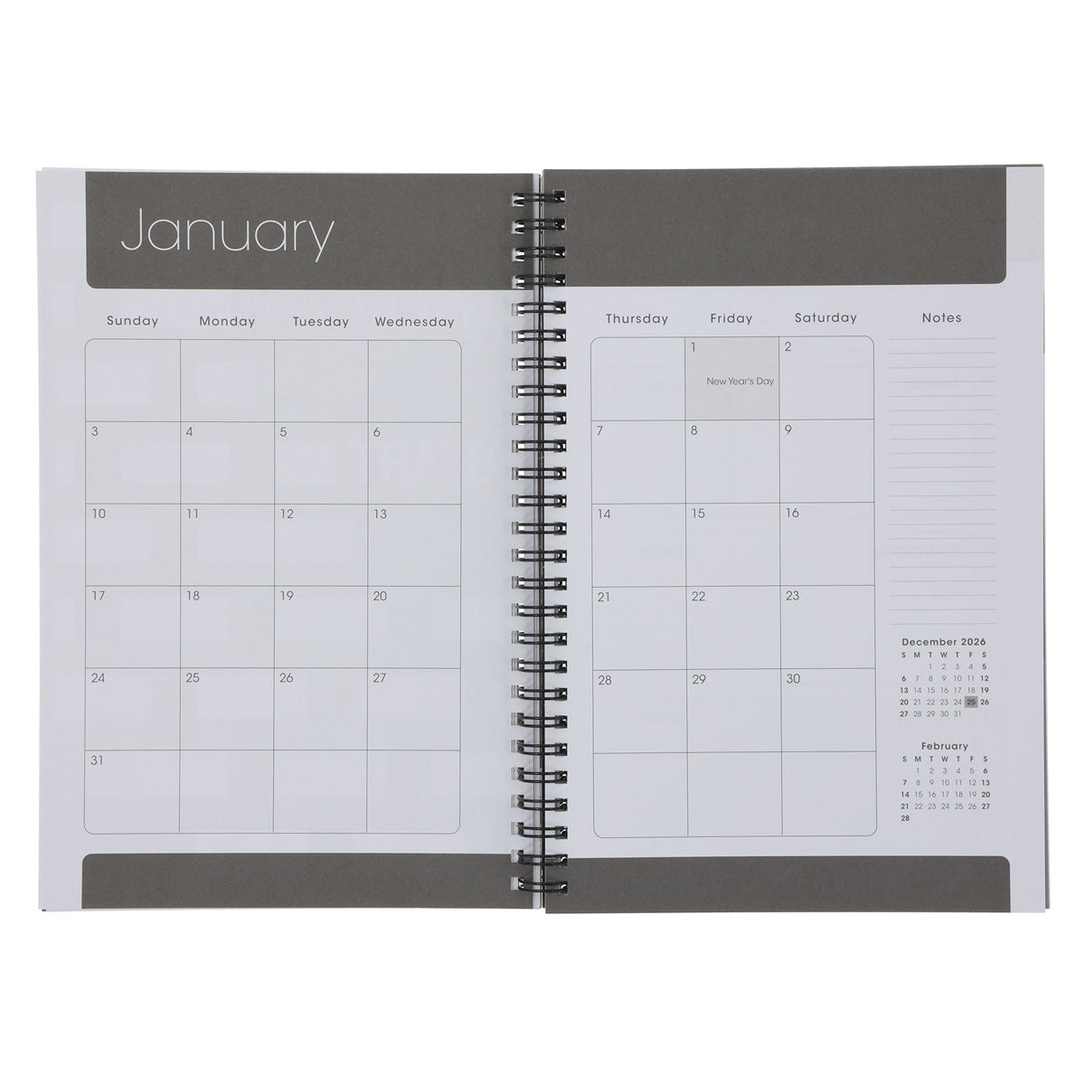 2027 Diary - Daily Planner - Inspirational - Kind Brave Curious - Wirebound
