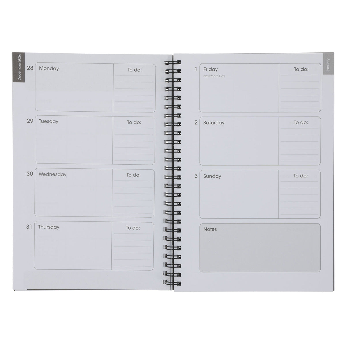 2027 Diary - Daily Planner - Inspirational - Kind Brave Curious - Wirebound