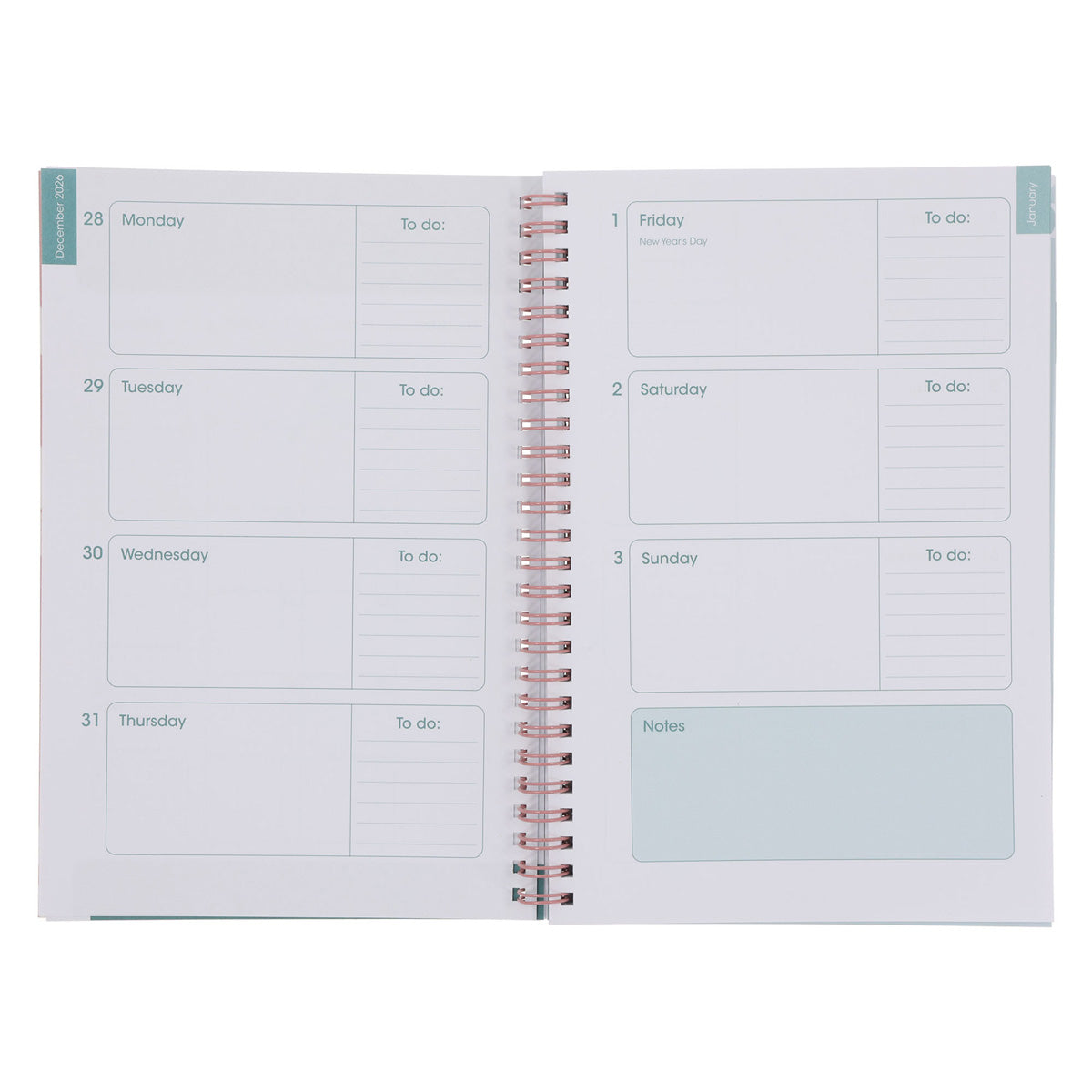 2027 Diary - Daily Planner - Inspirational - Aspire to Inspire - Wirebound