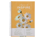 2027 Diary - Daily Planner - Inspirational - Aspire to Inspire - Wirebound