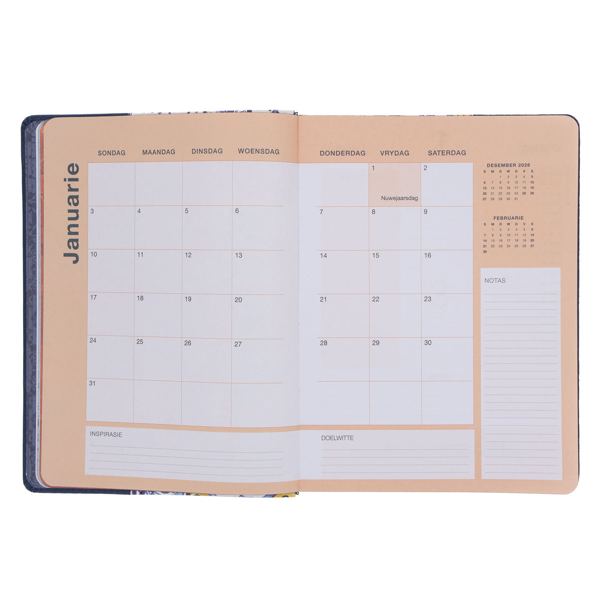 2027 Dagboek - Dagbeplanner - Leefstyl vir die Vrou - Teëls - Kunsleer