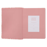 NLT Pink Floral Faux Leather Bible Large Print