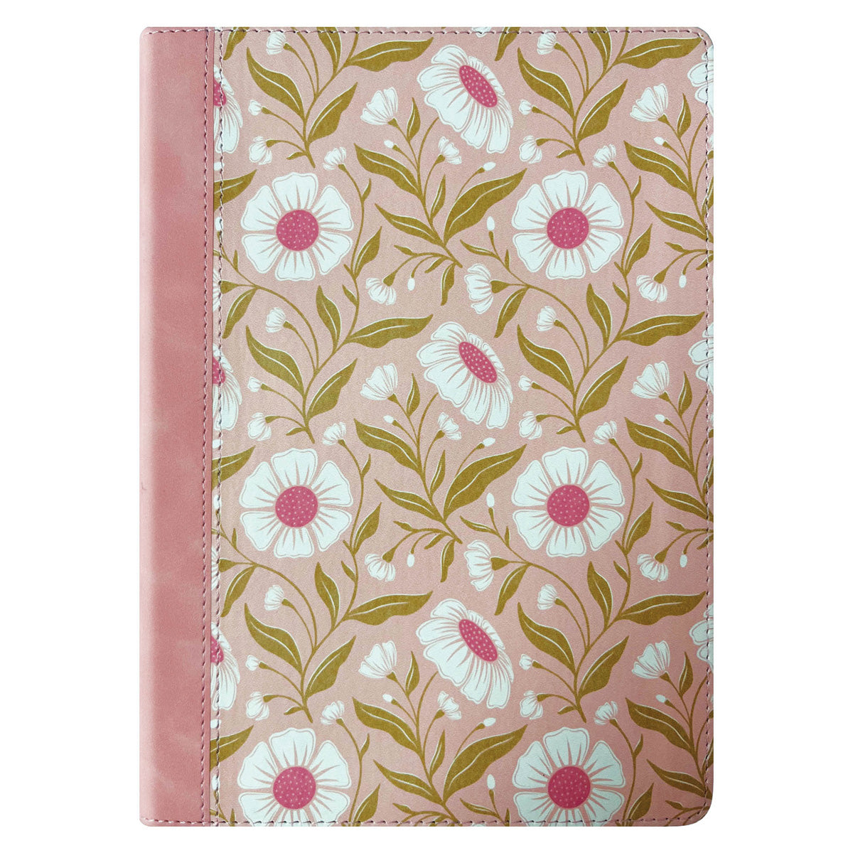 NLT Pink Floral Faux Leather Bible Large Print