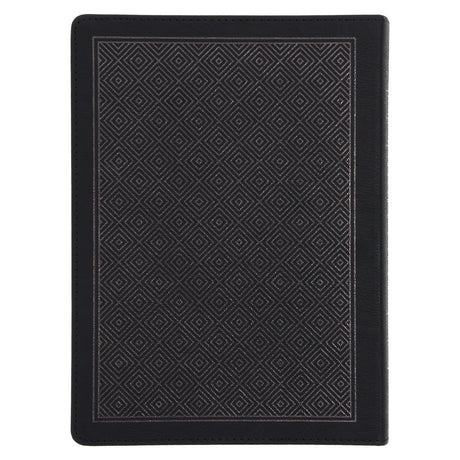 NLT Black Pattern Faux Leather Bible Large Print