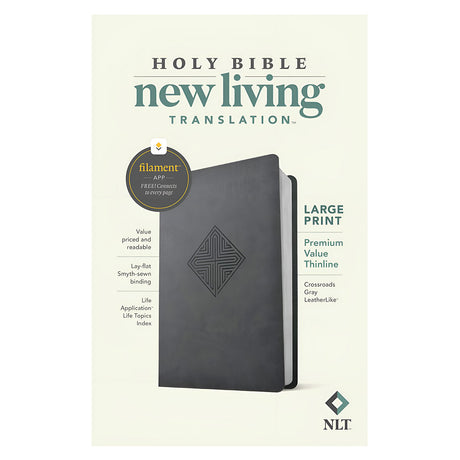 NLT Filament Premium Value Thinline Bible Large Print Imitation Leather Crossroads Gray