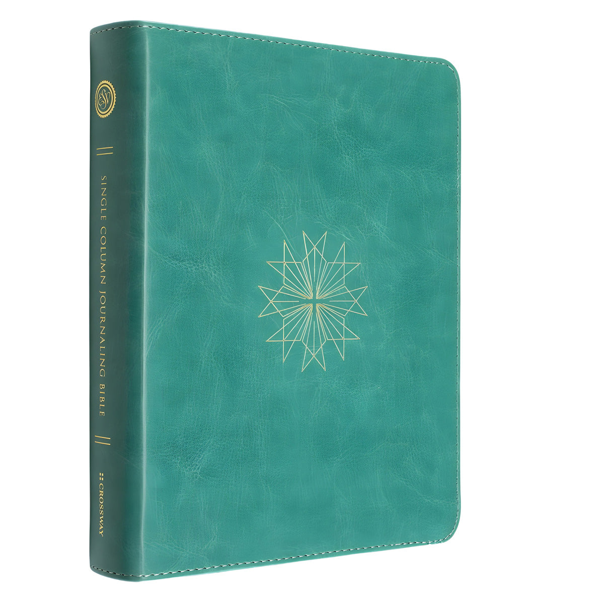 ESV Teal Resplendent Cross Design Imitation Leather Single Column