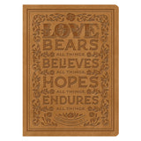 ESV Nubuck Caramel 1 Cor 13:7 Design Imitation Leather Single Column Journaling Bible