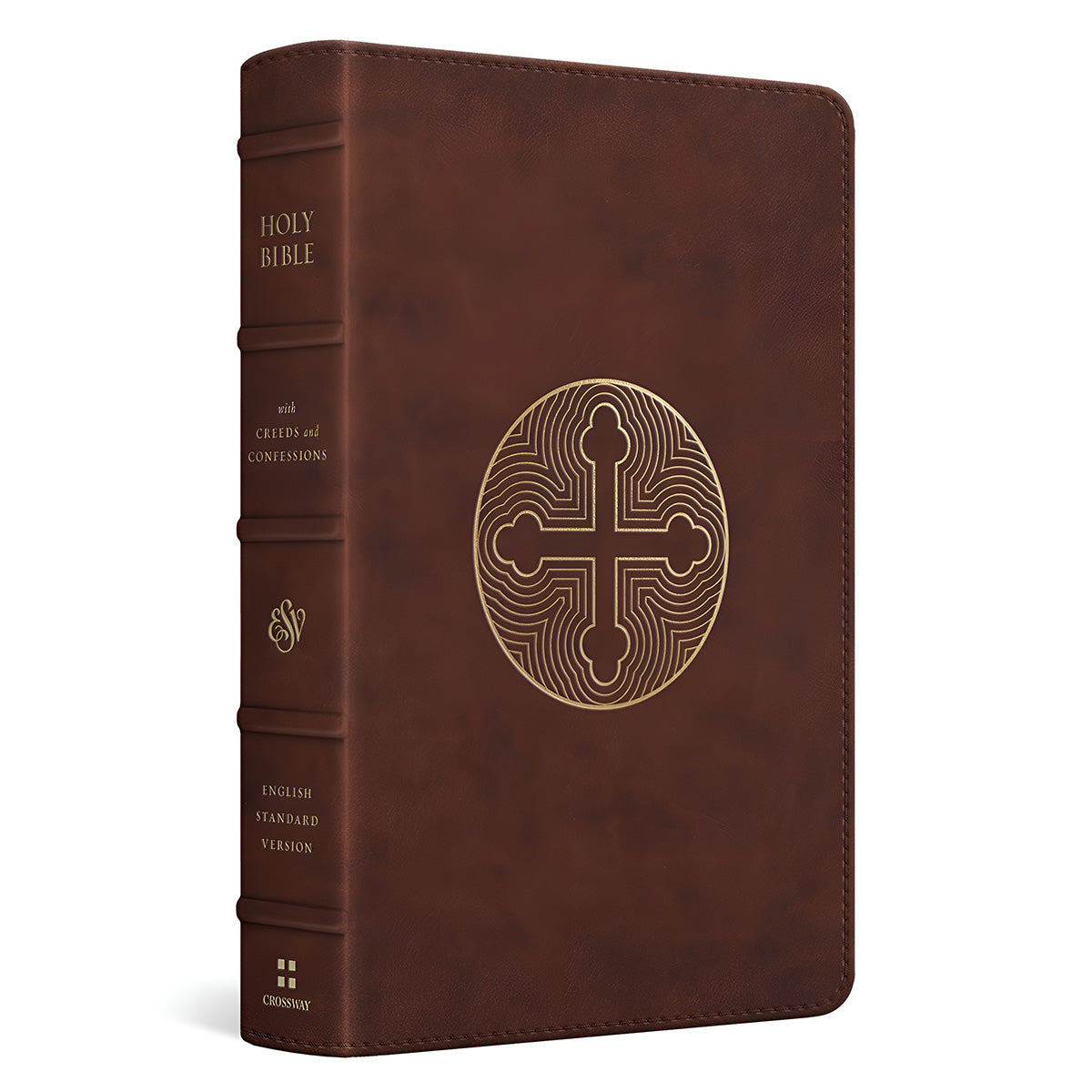 ESV Bible with Creeds and Confessions, Imitation Leather, Brown, Cross Trefoil Design