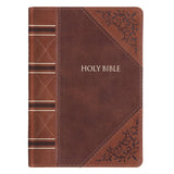 KJV Two-Tone Brown Faux Leather Compact Large Print Bible