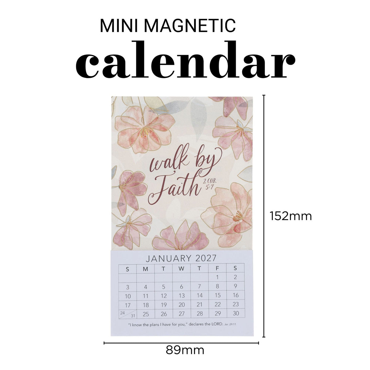 2027 Mini Magnetic Calendar - Walk by Faith
