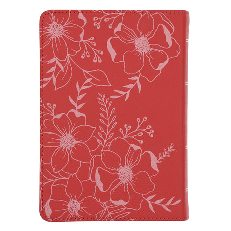 KJV Coral Floral Genuine Leather Compact Large Print Bible