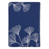 KJV Blue with White Leaves Genuine Leather Compact Large Print Bible