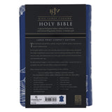 KJV Blue with White Leaves Genuine Leather Compact Large Print Bible