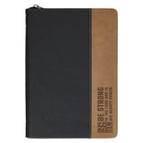 Be Strong in the Lord Two-Tone Brown and Black Journal with Zipped Closure