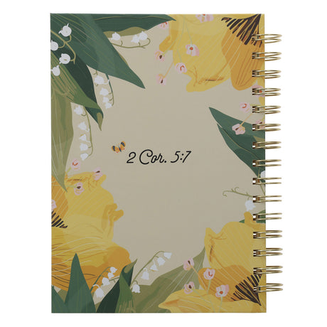 Walk by Faith, Not by Sight Yellow Floral Hardcover Wirebound Journal