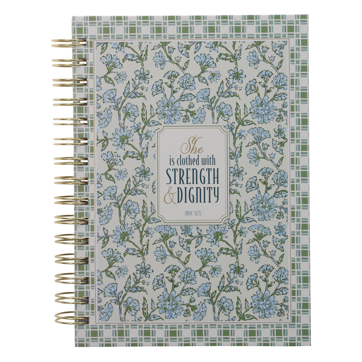 Strength and Dignity Blue Floral Hardcover Wirebound Journal
