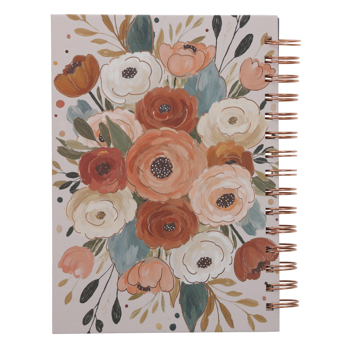 Joy Patient Faithful Multi Color Floral Hardcover Wirebound Journal