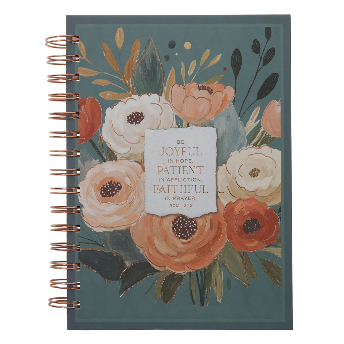 Joy Patient Faithful Multi Color Floral Hardcover Wirebound Journal