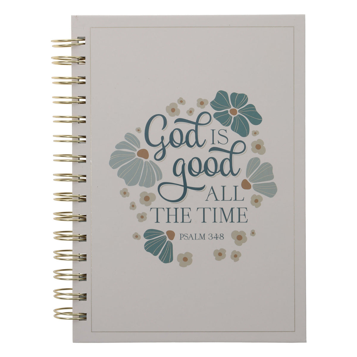 God Is Good Cream Floral Hardcover Wirebound Journal