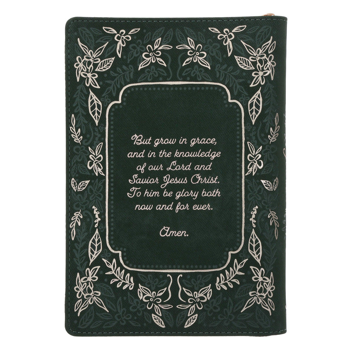 Grow in Grace Green Faux Leather Journal with Zipped Closure