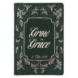 Grow in Grace Green Faux Leather Journal with Zipped Closure