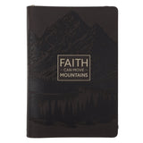 Faith Can Move Mountains Dark Brown Faux Leather Journal with Zipped Closure