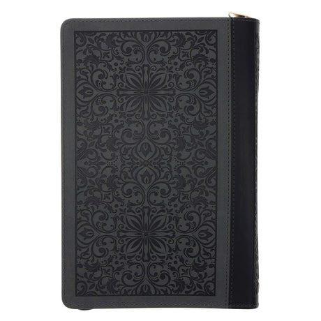 I Know the Plans Two-Tone Black and Grey Faux Leather Journal with Zipped Closure