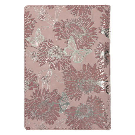With God All Things Floral and Butterfly Blush Faux Leather Journal with Zipped Closure