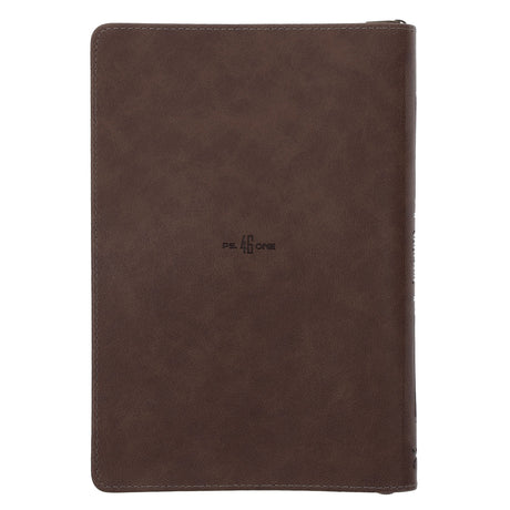 Refuge and Strength Two-Tone Brown Faux Leather Journal with Zipped Closure