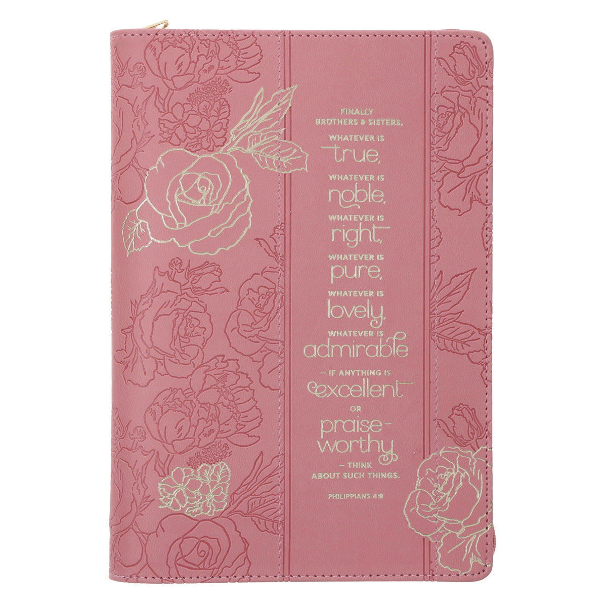 Whatever Is True Faux Leather Journal with Zipped Closure