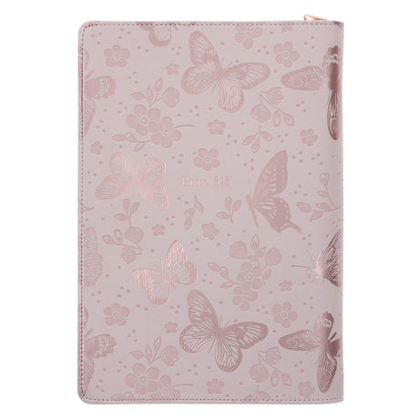 Trust in the Lord Butterfly Blush Faux Leather Journal with Zipped Closure