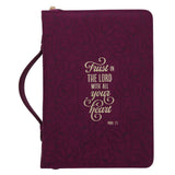 Trust in the Lord with All Your Heart Burgundy Faux Leather Bible Bag